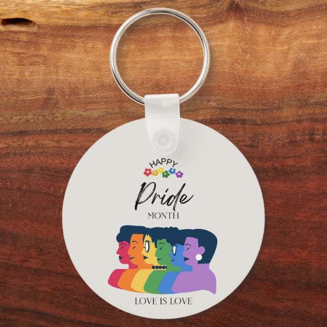 Chaveiro Festa do Mês do ORGULHO LGBTQ da Aquarela (Frente)