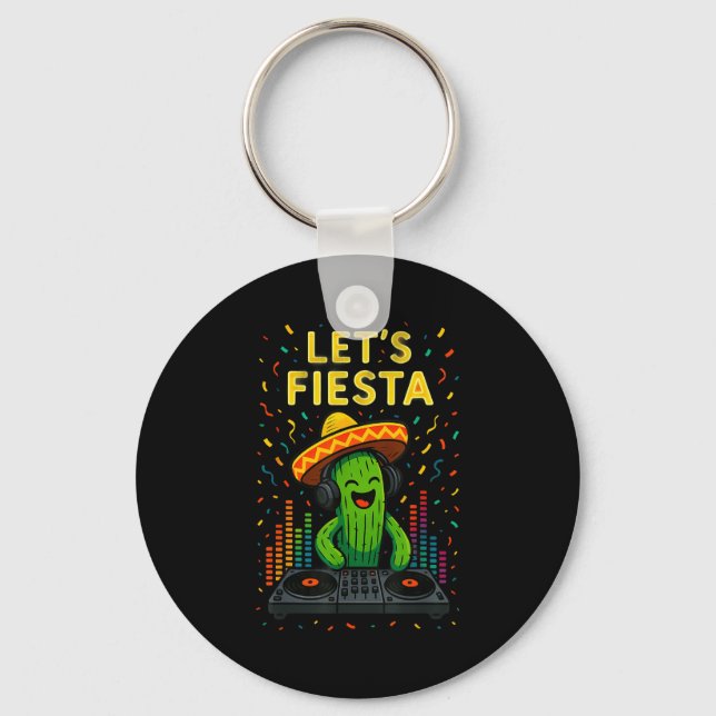 Chaveiro Festa engraçada do cacto mexicano cinco de maio va (Frente)
