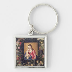 Chaveiro Festão da fruta e das flores com Virgin e crianç