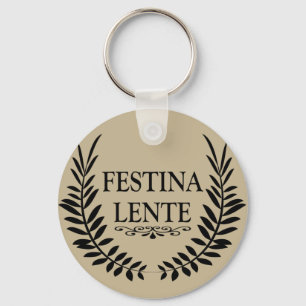 Chaveiro festina lente, aspas latin