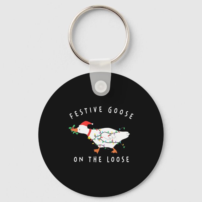 Chaveiro Festive Goose On The Loose Funny Silly Goose Retro (Frente)