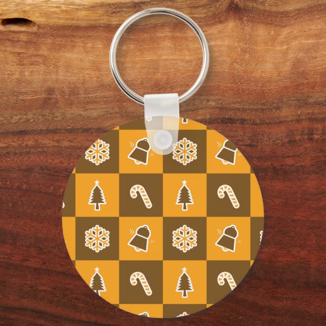 Chaveiro Festive Holiday Grid Pattern (Verso)