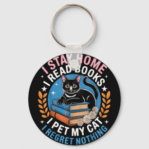 Chaveiro Ficar em casa ler livros acariciar gato introverti