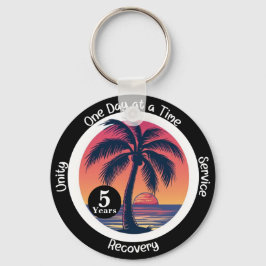 Chaveiro Ficha de Aniversário Personalizada Tropical de 12