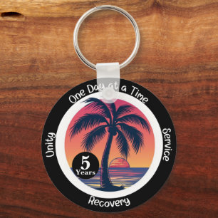 Chaveiro Ficha de Aniversário Personalizada Tropical de 12