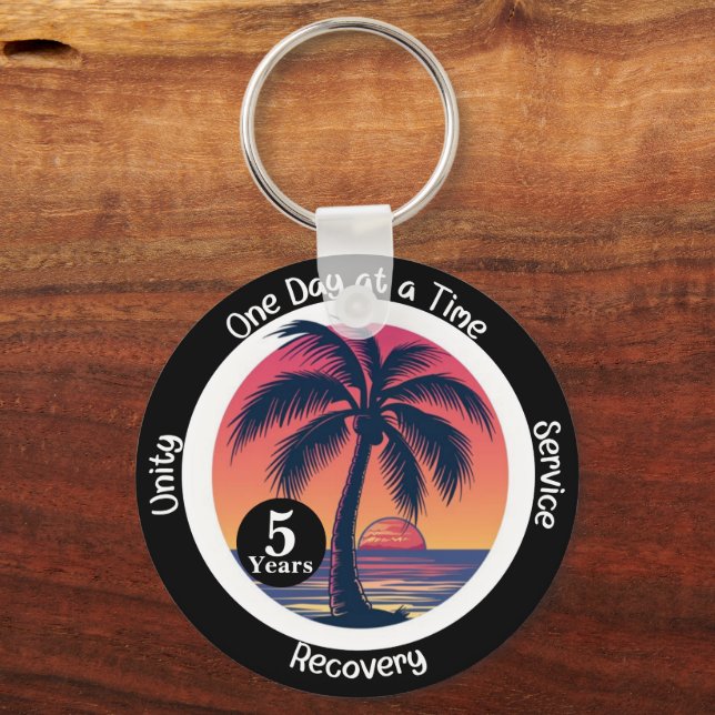 Chaveiro Ficha de Aniversário Personalizada Tropical de 12  (Frente)