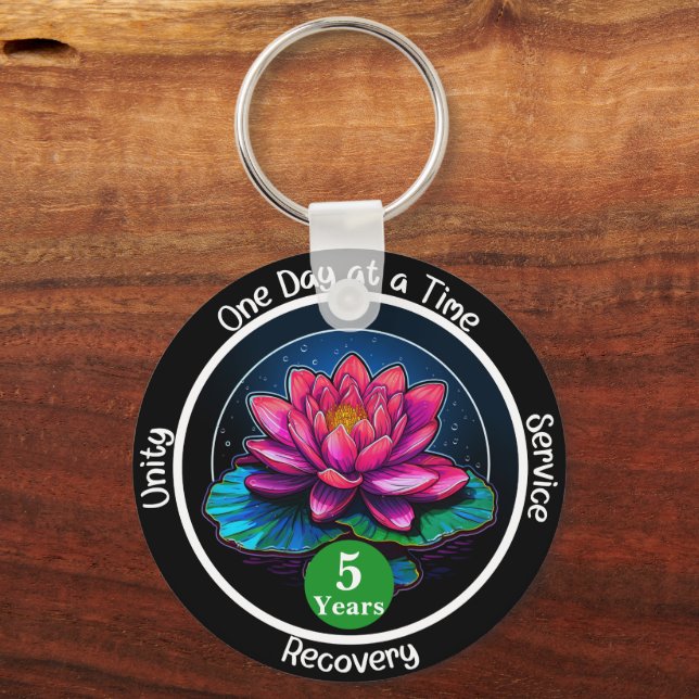 Chaveiro Ficha de Sobriedade Lotus | Medalha Personalizada  (Frente)