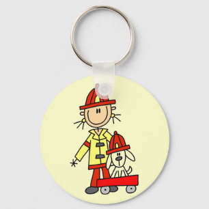 Chaveiro Figura de palito Bombeiro com Dálmata