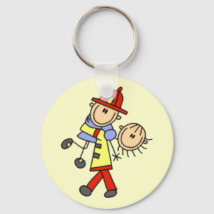 Chaveiro Figura de Palito Bombeiro Salvando Vidas