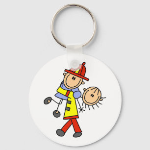 Chaveiro Figura de Palito Bombeiro Salvando Vidas