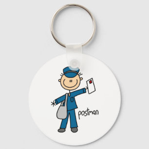 Chaveiro Figura de palito de trabalhador postal
