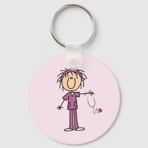 Chaveiro Figura fêmea branca t-shirt e presente da vara da