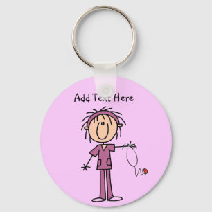 Chaveiro Figura fêmea branca t-shirt e presente da vara da