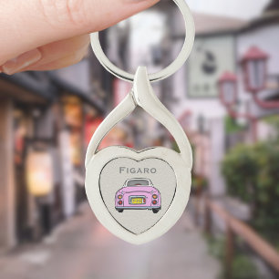 Chaveiro Figura Fígaro Rosa Monograma Cardíaco Silver Hea