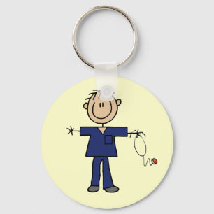 Chaveiro Figura masculina pele da vara do meio da