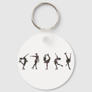 Chaveiro Figura patinadores, rosa, teste padrão cinzento