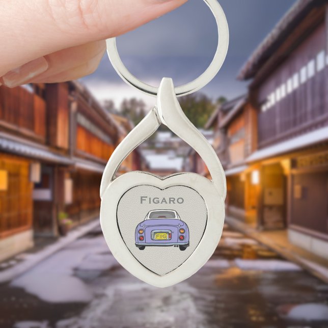 Chaveiro Figuras Lilac Figaro Car Monograma Silver Heart (For your figaro car keys. Just add your name and initials)