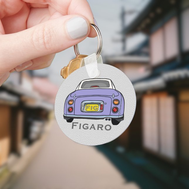 Chaveiro Figuras Lilac Figaro Car Nome do Driver (Add your name and initials to this cute lilac figaro car keychain.)