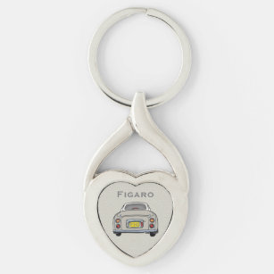 Chaveiro Figuras Topaz Figaro Car Silver Heart Monograma