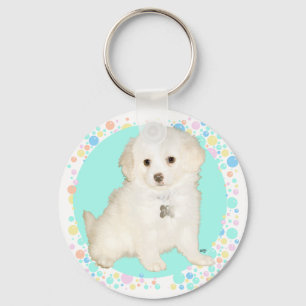 Chaveiro Filhote mestiço de Poodle / Bichon celebra a vida