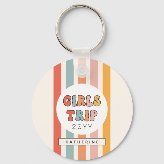 Chaveiro Fim de Semana de Raparigas Retro Personalizadas (Frente)