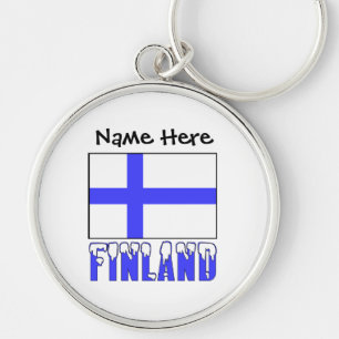 Chaveiro Finlândia e Bandeira Finlandesa Personalizada
