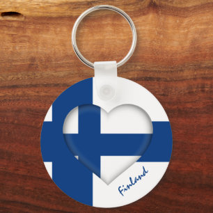 Chaveiro Finlândia & Heart, Moda da bandeira finlandesa / e