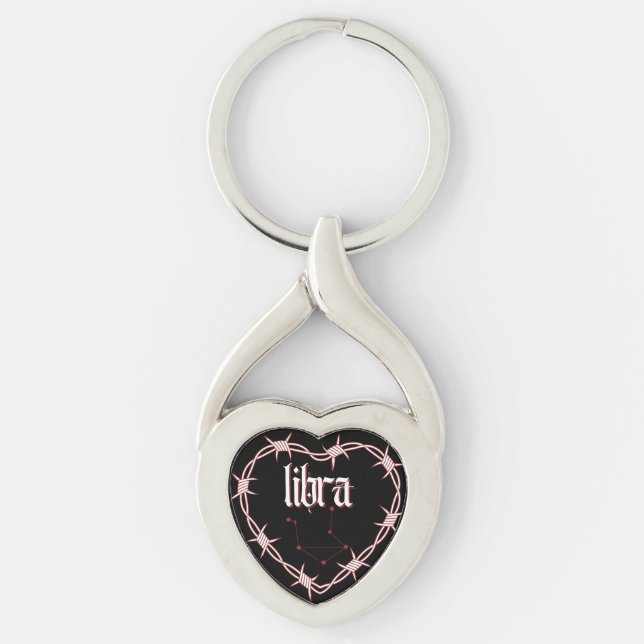 Chaveiro Fio de Barbed Estético Gótico Constelação de Libra (Frente)