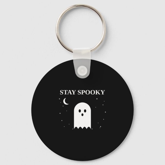 Chaveiro Fique assustadoramente fofo fantasma halloween lua (Frente)