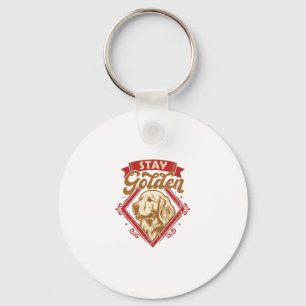 Chaveiro Fique Cachorro Retriever Dourado Diamante Vermelho