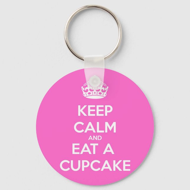 Chaveiro Fique calmo e coma um Cupcake (Frente)