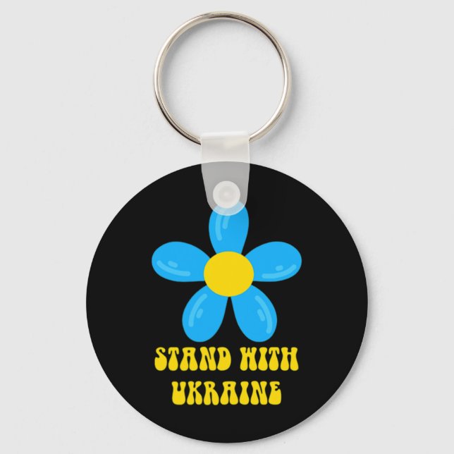 Chaveiro Fique Com a Ucrânia Flor Azul e Amarela Solidaried (Frente)