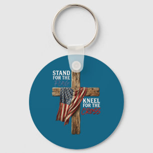 Chaveiro Fique De Pé pela Bandeira, Ajoelhe-se pela Cruz Ba