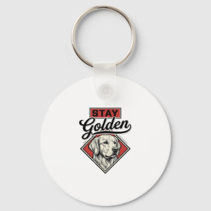 Chaveiro Fique Dourado Retriever Vintage Cão Desenho Vetori