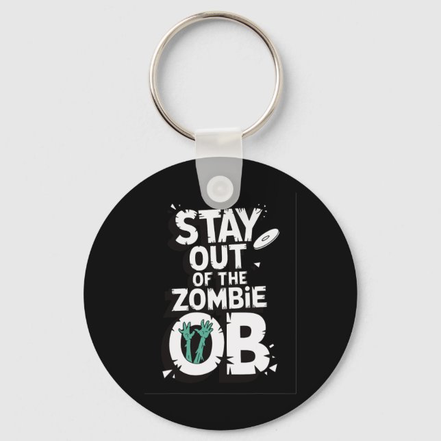 Chaveiro Fique Fora Do Disco De Golfe Zombie Ob Engraçado (Frente)