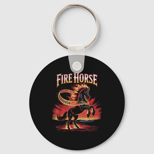 Chaveiro Fire Horse 2026 Zodiac Art Chinese New Year  (Frente)