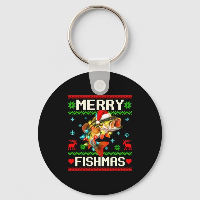 Chaveiro Fishing B Fish Merry Fishmas Fisherman Ugly Christ (Frente)