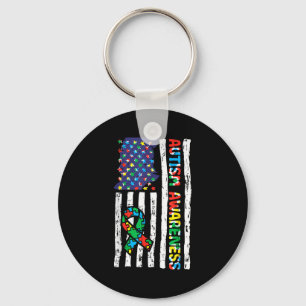 Chaveiro Fita da bandeira da consciência do autismo homens