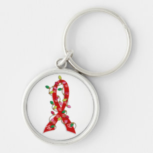 Chaveiro Fita das Luzes de Natal do Cancer de Sangue
