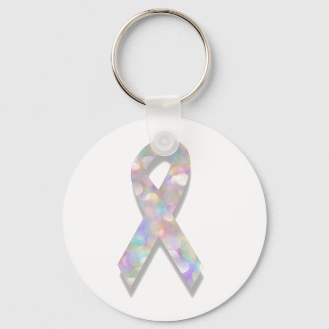 Chaveiro fita de cancer pulmonar pérola (Frente)