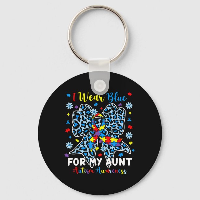 Chaveiro Fita de Puzzle do Autismo do Arco de Leopardo Use  (Frente)