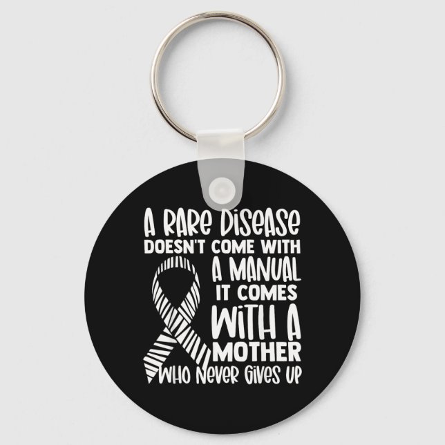 Chaveiro Fita de Zebra de Conscientização de Doenças Raras  (Frente)