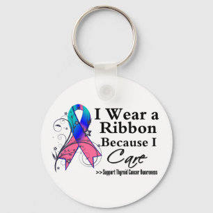 Chaveiro Fita do cancer de tiróide porque eu me importo