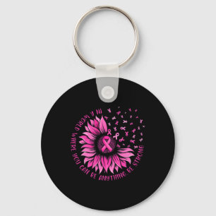 Chaveiro Fita Rosa De Girassol Fita Borboleta Cancer De Mam