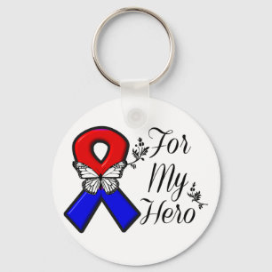 Chaveiro Fita vermelha e azul para meu herói