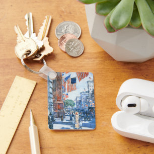 Chaveiro Flags Fifth Avenue de Childe Hassam, Arte Antigo