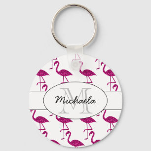 Chaveiro Flamingo brilhante Rosa brilho padrão Monograma