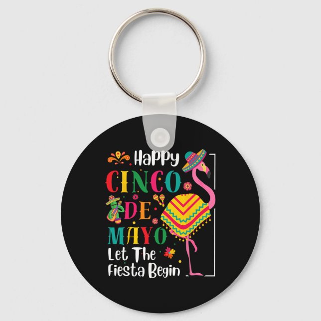 Chaveiro Flamingo Cinco De Mayo Mexicano Fiesta Para Homens (Frente)