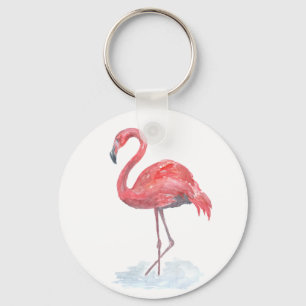 Chaveiro Flamingo cor-de-rosa da aguarela.