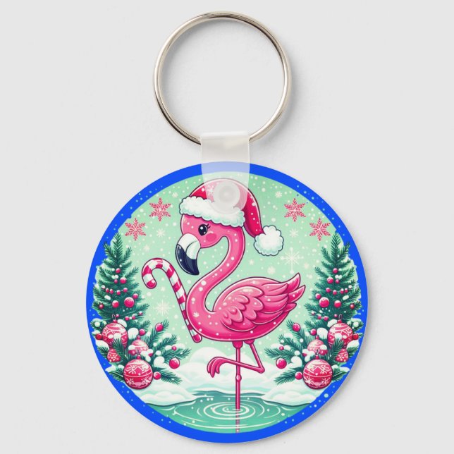 Chaveiro Flamingo de Natal Clipart de Sublimação-10424 (Frente)